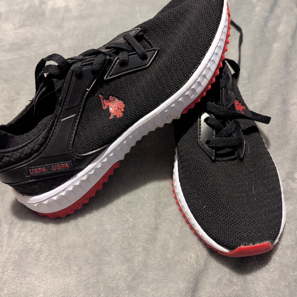 U.S. Polo Assn. Black and Red Athletic Shoes